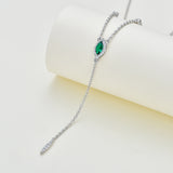 9K White Gold Lab-Created Emerald Lariat Necklace 16+1+1 inches