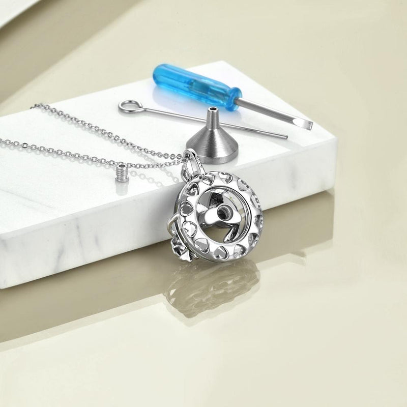 Sterling Silver Bird Volcano Crystal Urn Pendant Necklace