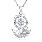 Lotus Anchor Necklace - Sterling Silver