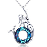 Sterling Silver Crystal Little Mermaid Pendant Necklace