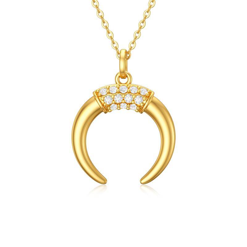 14K Real Gold Moon Necklace