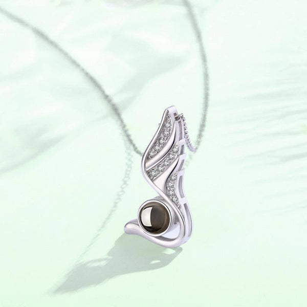Angle Swan Wing Pendant Necklace - Sterling Silver