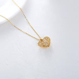 10K Gold Moissanite Hollow Heart Pendant Necklace