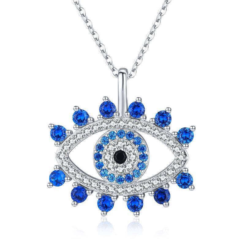 Sterling Silver Blue Evil Eye Pendant Neckalces