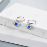 Sterling Silver CZ Evil Eye Earrings