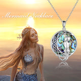 Classic Sea Mermaid Crescent Moon Pendant Necklace