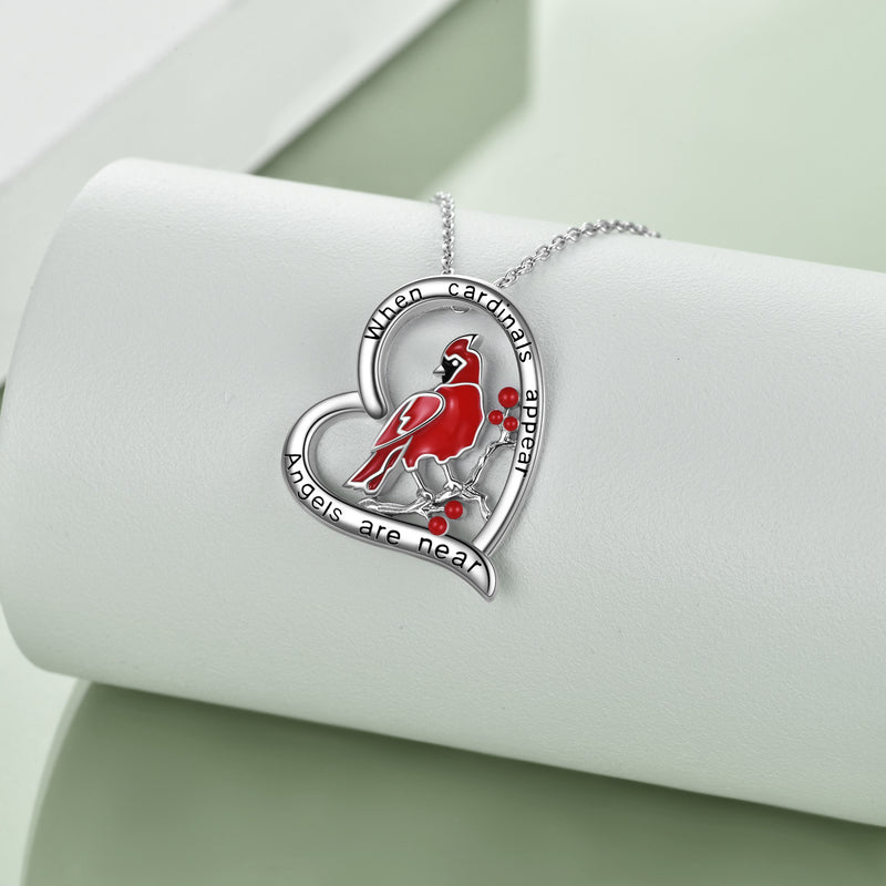 Sterling Silver Red Cardinal Pendant Necklace