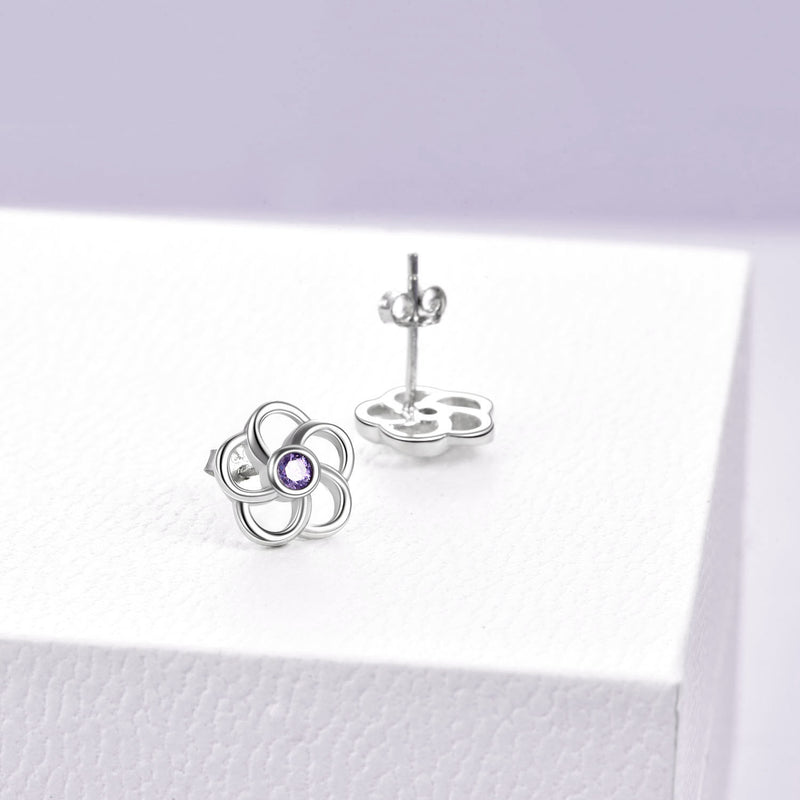 Dainty Rose Crystal Stud Earrings - Sterling Silver