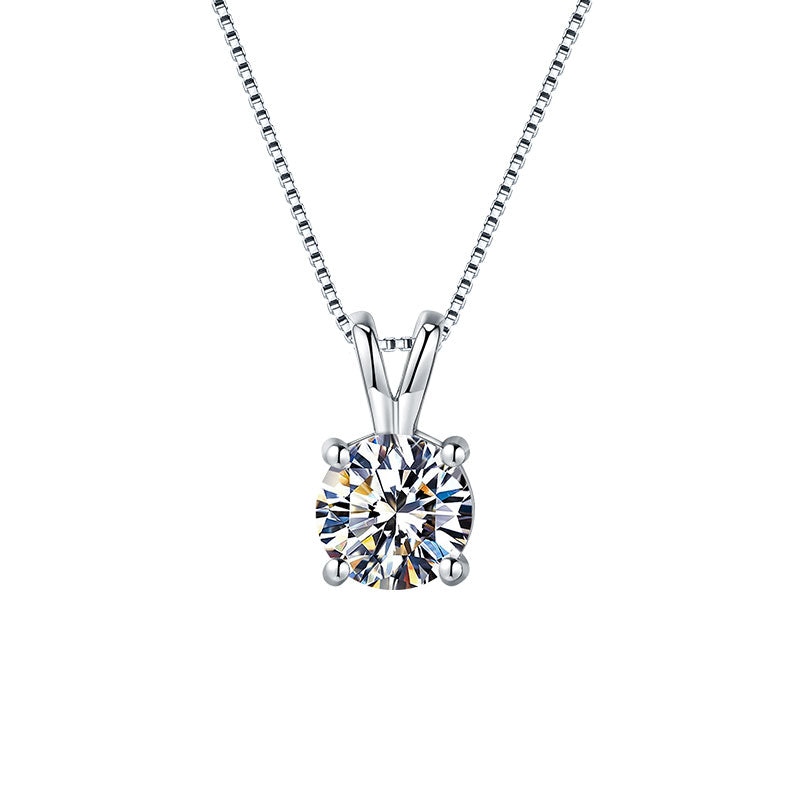 Dainty Brush Mossan Four Claw Diamond Pendant Necklace