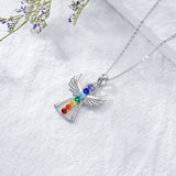 Guardian Angel Wings Chakra Necklace - Sterling Silver