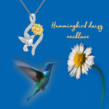 Hummingbird Daisy Necklace - Sterling Silver