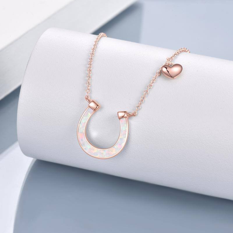 Opal Horseshoe Necklace - Sterling Silver