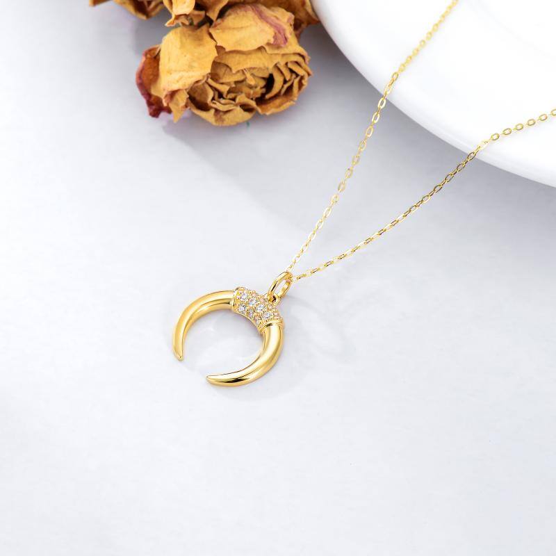 14K Real Gold Moon Necklace