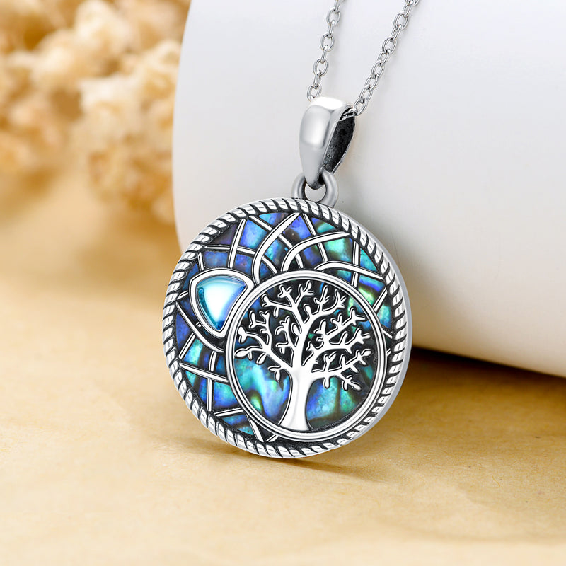 Moonstone Lotus Tree of Life Necklace - Sterling Silver