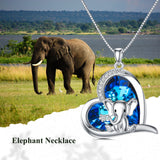 Crystal Elephant Heart Necklace - Sterling Silver