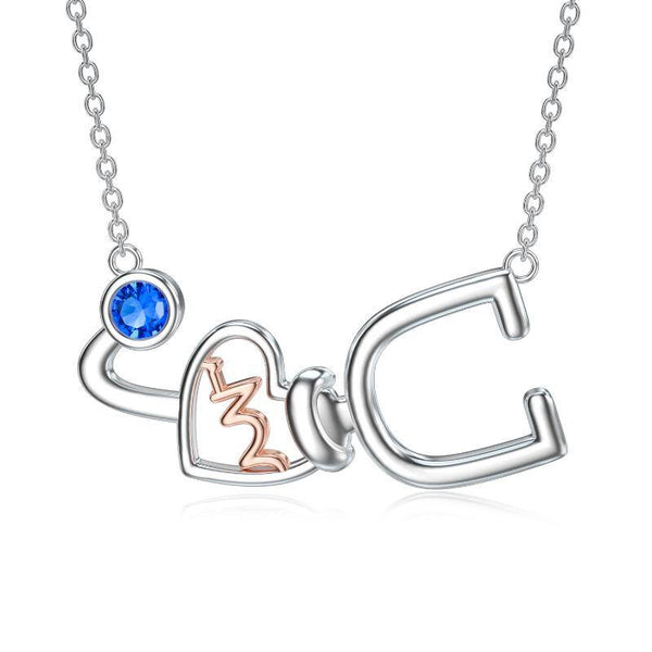 Stethoscope Heartbeat Pendant Necklace - Sterling Silver K (For Nurses/Doctors)