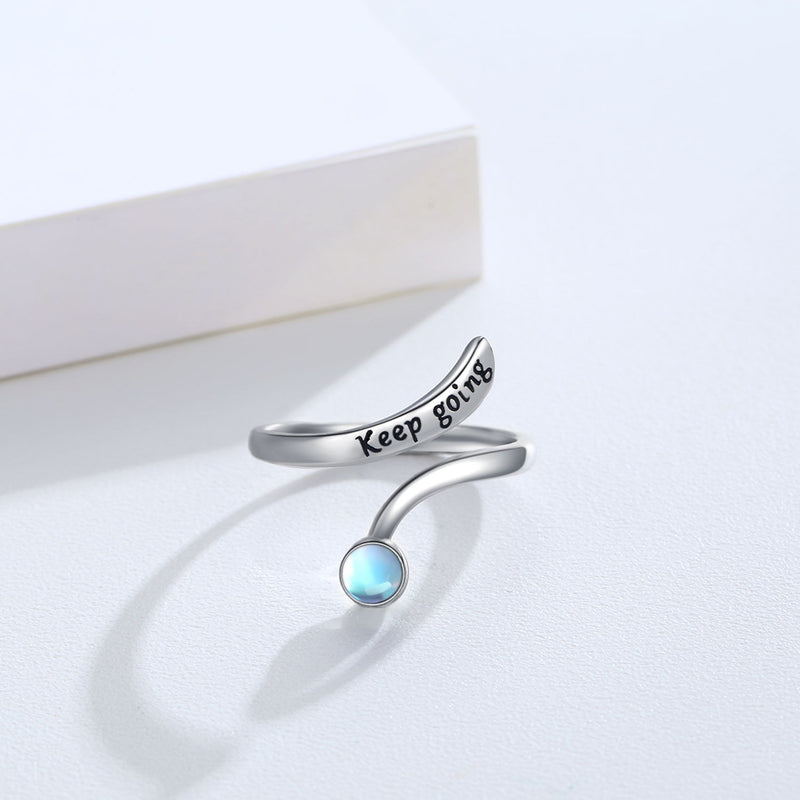 Moonstone Adjustable Ring - Sterling Silver