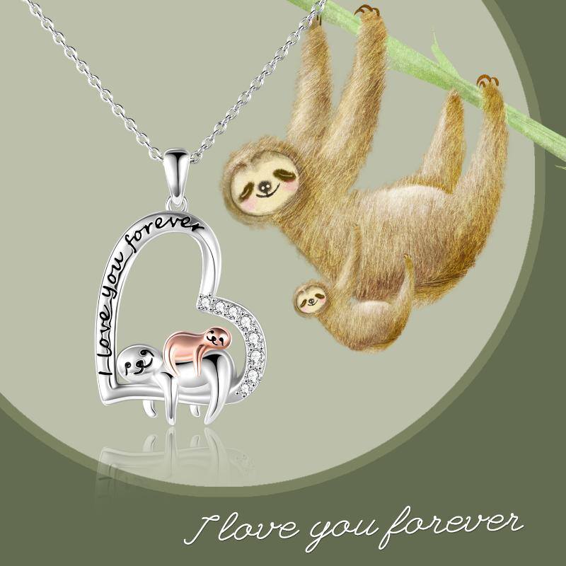 Sterling Silver Sloth Mother and Child Necklace