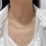 18K Gold Necklace Bungee Laser Bead Wave