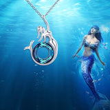 Sterling Silver Crystal Little Mermaid Pendant Necklace