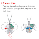 Sterling Silver Four Leaf Clover Locket Pendant Necklace