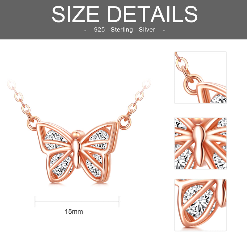 Butterfly Necklace in Rose Gold