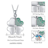 Sterling Silver Four Leaf Clover Locket Pendant Necklace