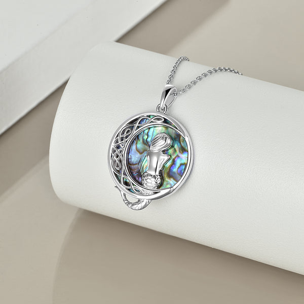 Classic Sea Mermaid Crescent Moon Pendant Necklace