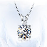 Dainty Brush Mossan Four Claw Diamond Pendant Necklace