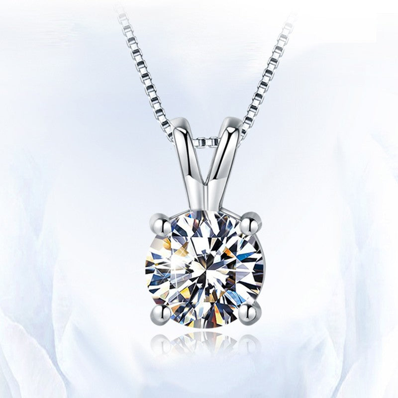 Dainty Brush Mossan Four Claw Diamond Pendant Necklace