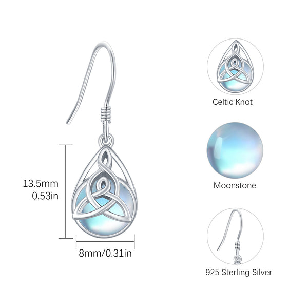 Celtic Knot Moonstone Earring - Sterling Silver