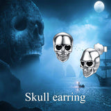 Sterling Silver Skull Stud Earrings