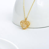 10K Gold Moissanite Hollow Heart Pendant Necklace