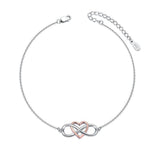 Infinity Anklet with Heart Endless Love - Sterling Silver