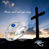 Evil Eye Cross Ring - Sterling Silver