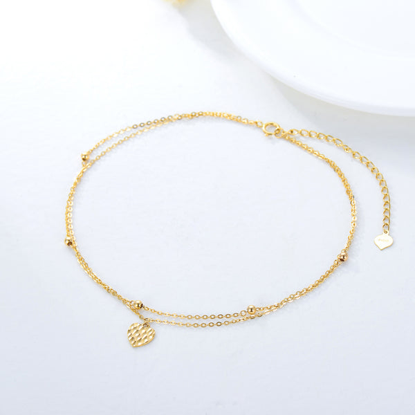 14K Gold Heart Anklet