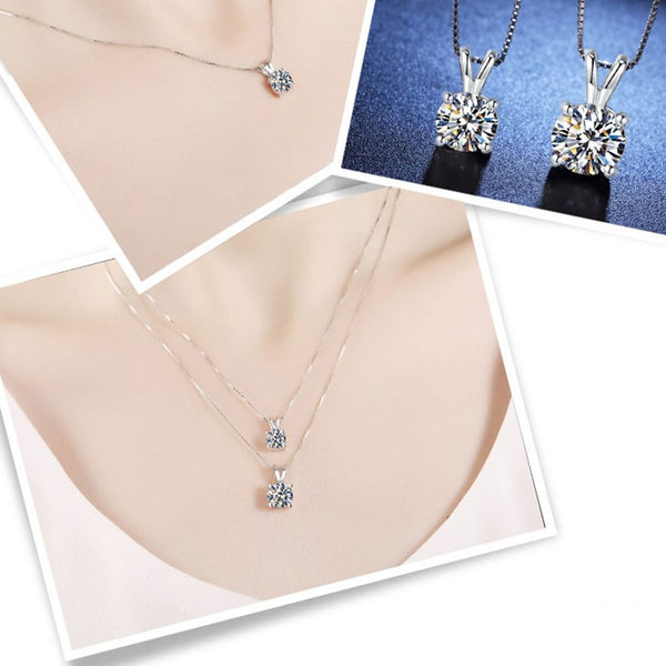 Dainty Brush Mossan Four Claw Diamond Pendant Necklace