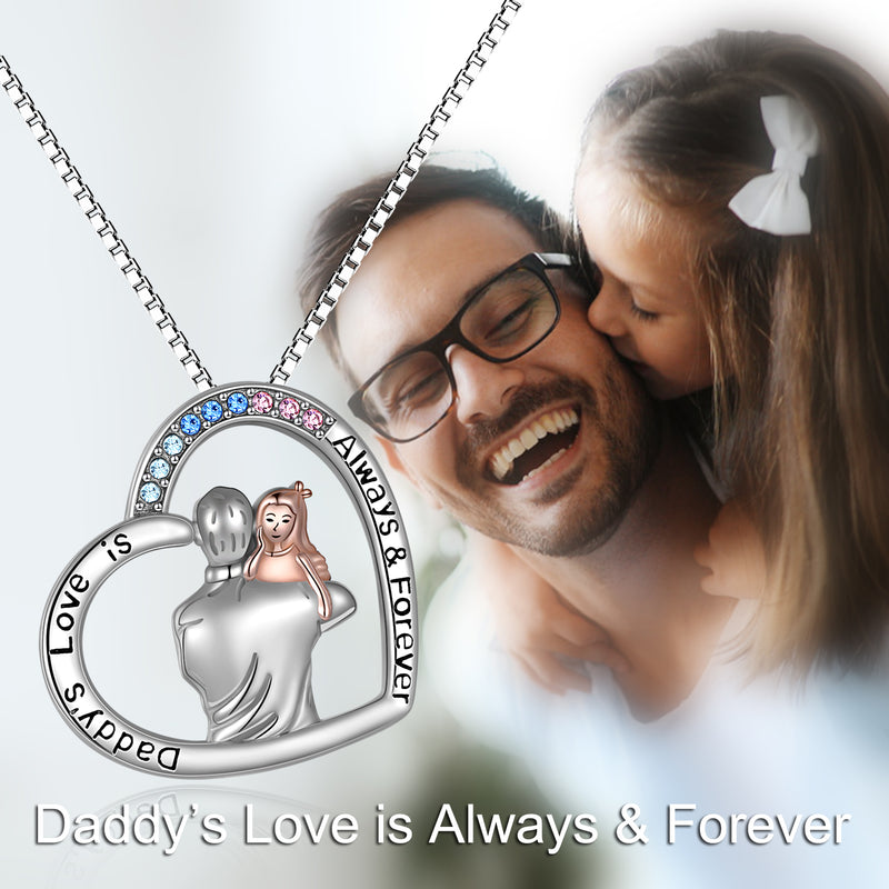 Father Daughter Sterling Silver Heart Necklace