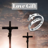 Sterling Silver Faith Hope Love Cross Adjustable Rings