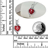 Sterling Silver Necklace with Red Heart-Shaped Crystal