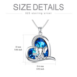 Crystal Elephant Heart Necklace - Sterling Silver