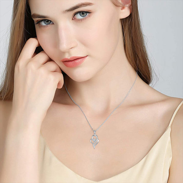 Diamond Heart Necklace - Sterling Silver