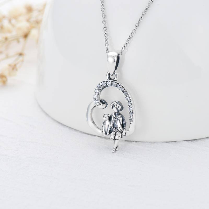 Heart Dog Memorial Necklace - Sterling Silver