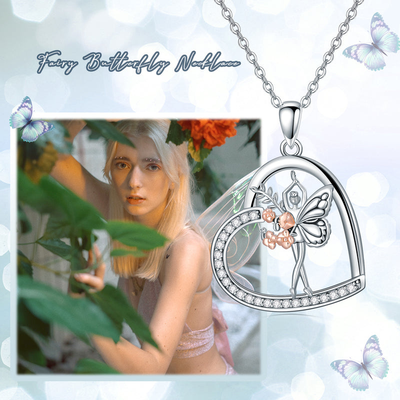 Fairy Butterfly Necklace - Sterling Silver