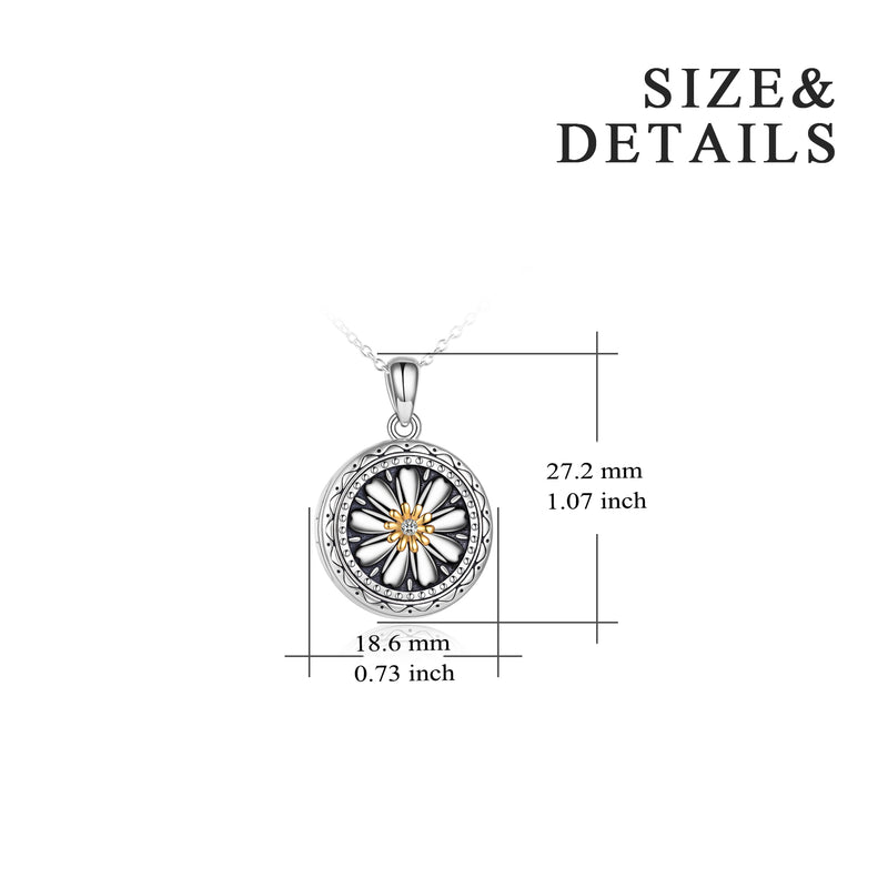 Sterling Silver Daisy Locket Photo Necklace