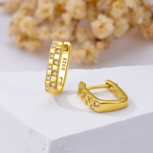 U-shaped Hoop Earrings With Diamonds