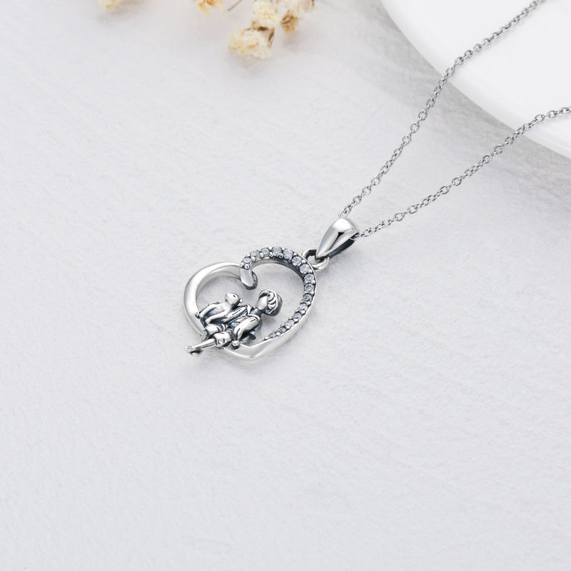 Heart Dog Memorial Necklace - Sterling Silver