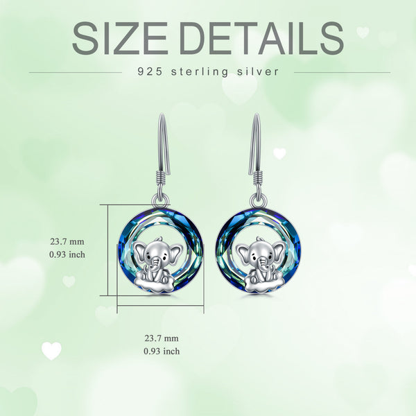 Elephant Drop Earrings - Sterling Silver (Hypoallergenic)