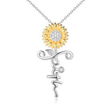 Sterling Silver Faith Sunflower Zirconia Pendant Necklace