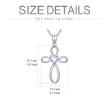 Cross Birthstone Pendant Necklace - Sterling Silver (Unisex)